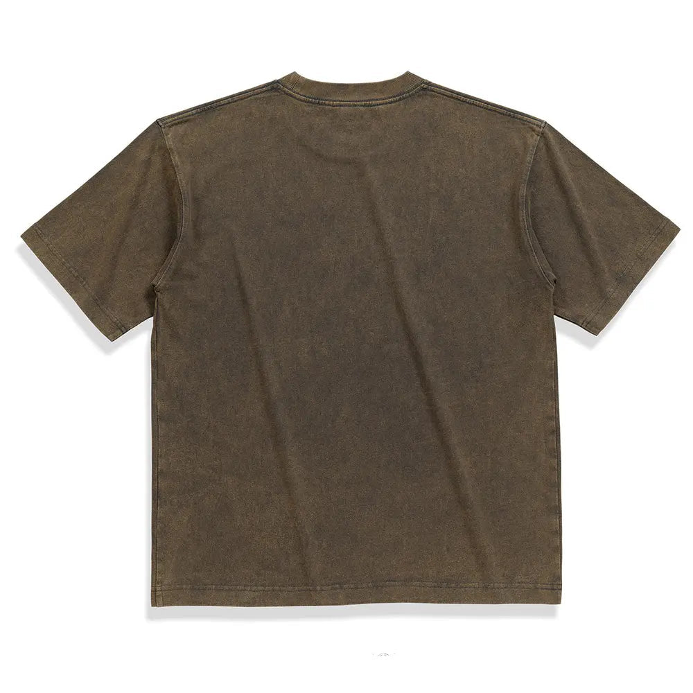 Brown Coffee | Enzyme Washed Heavyweight Short Sleeves Tshirt | 300 gsm - Yosummer