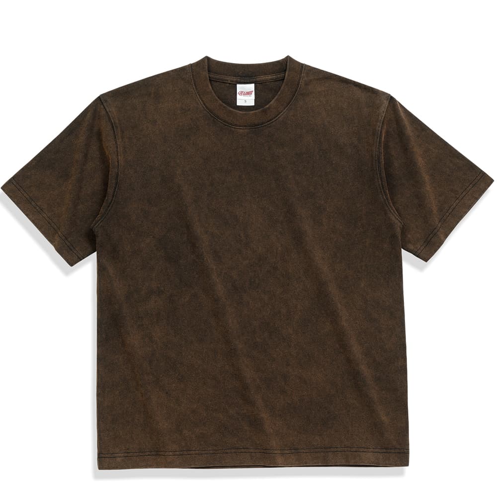 Brown | Enzyme Washed Heavyweight Short Sleeves Tshirt | 300 gsm - Yosummer