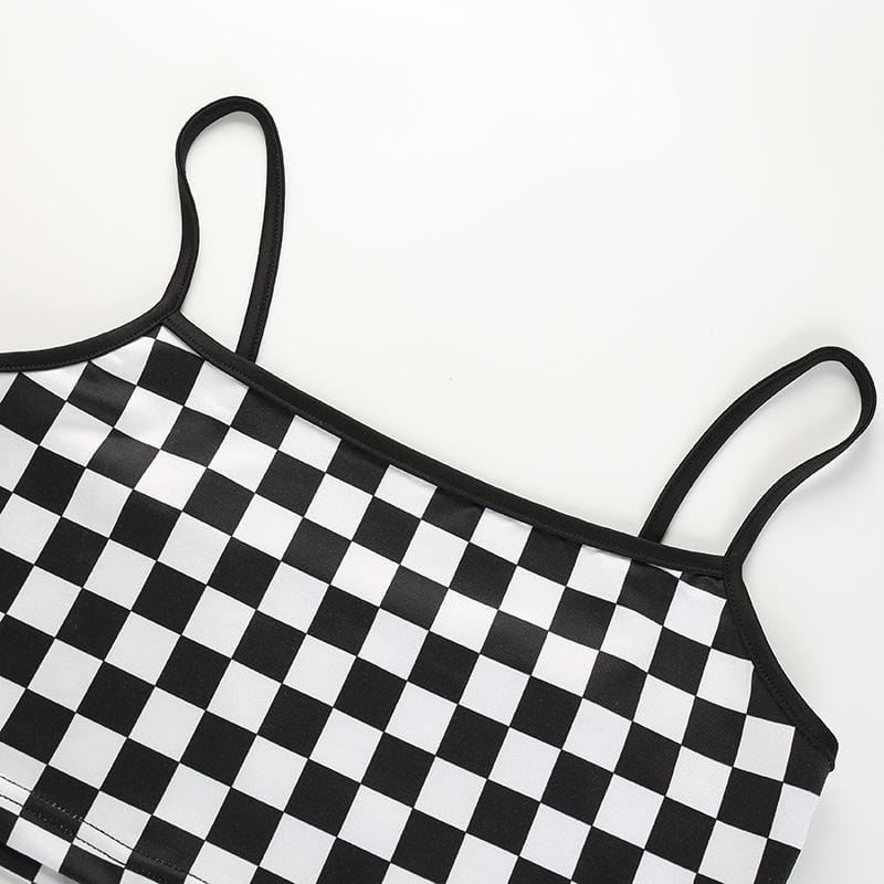 Checkered Pattern Cami Top - Yosummer