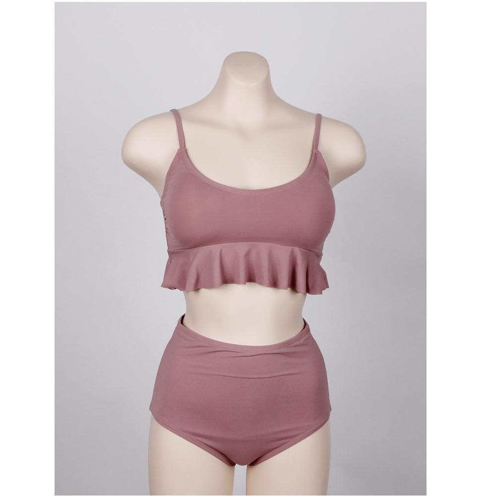 Falbala High Waist Plain Tankini - Yosummer