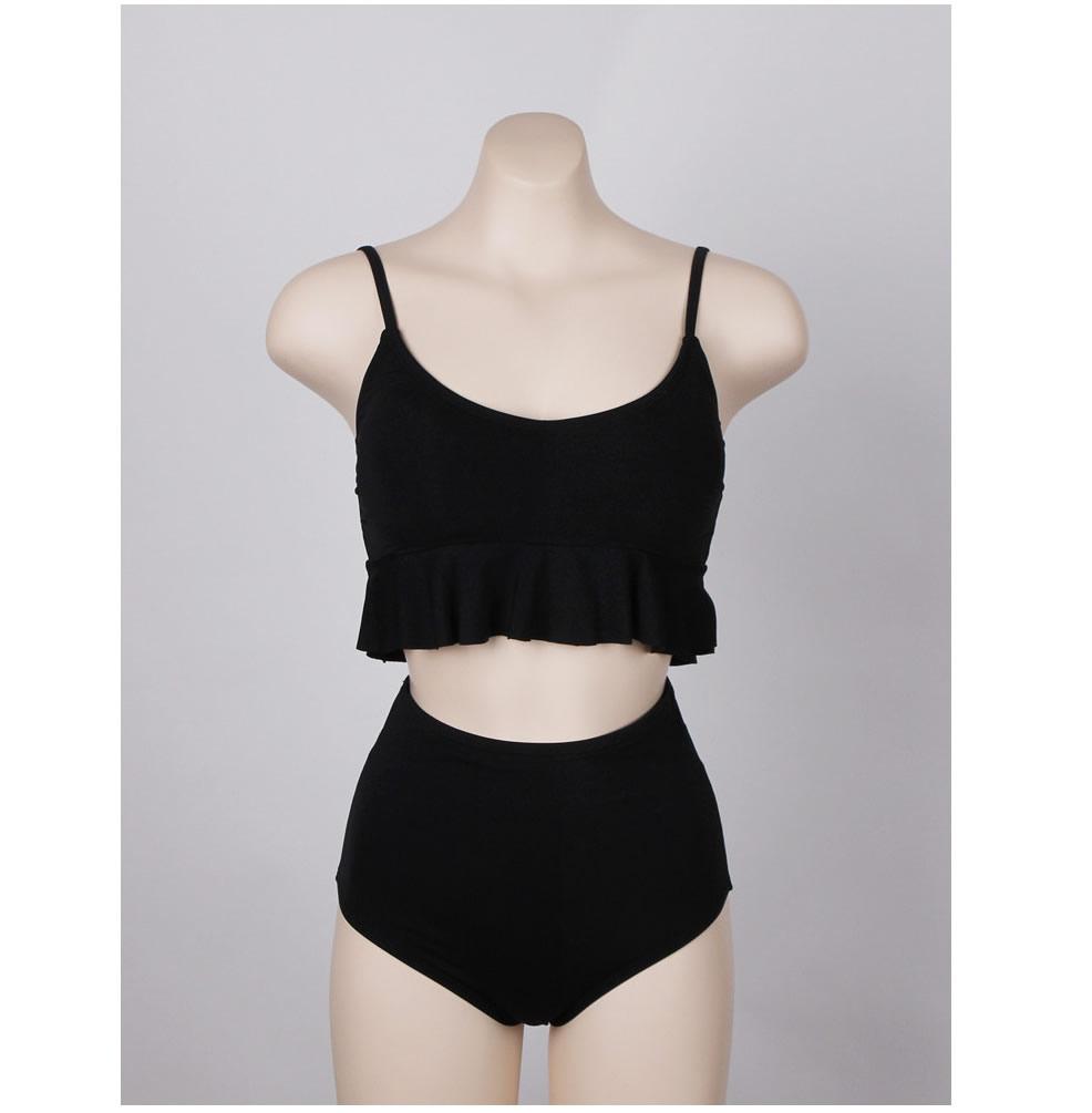 Falbala High Waist Plain Tankini - Yosummer