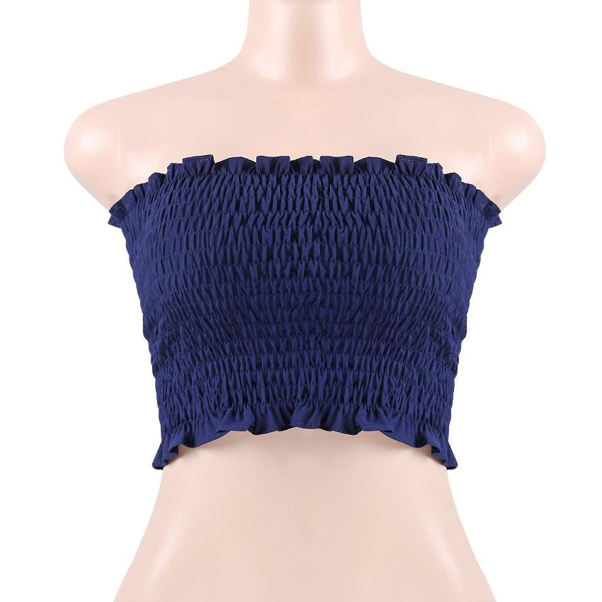 High Stretch Shirred Bandeau Crop Top - Yosummer