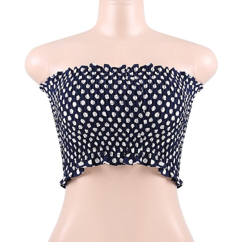 High Stretch Shirred Bandeau Crop Top - Yosummer