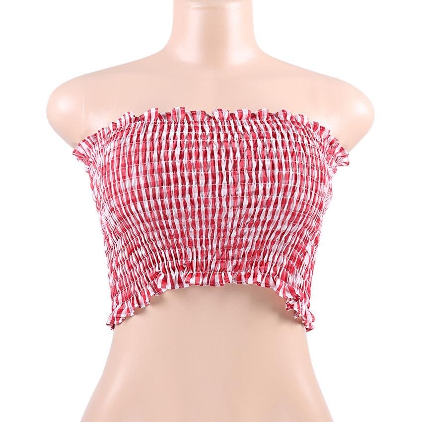 High Stretch Shirred Bandeau Crop Top - Yosummer