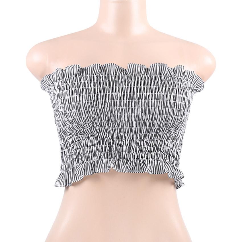 High Stretch Shirred Bandeau Crop Top - Yosummer