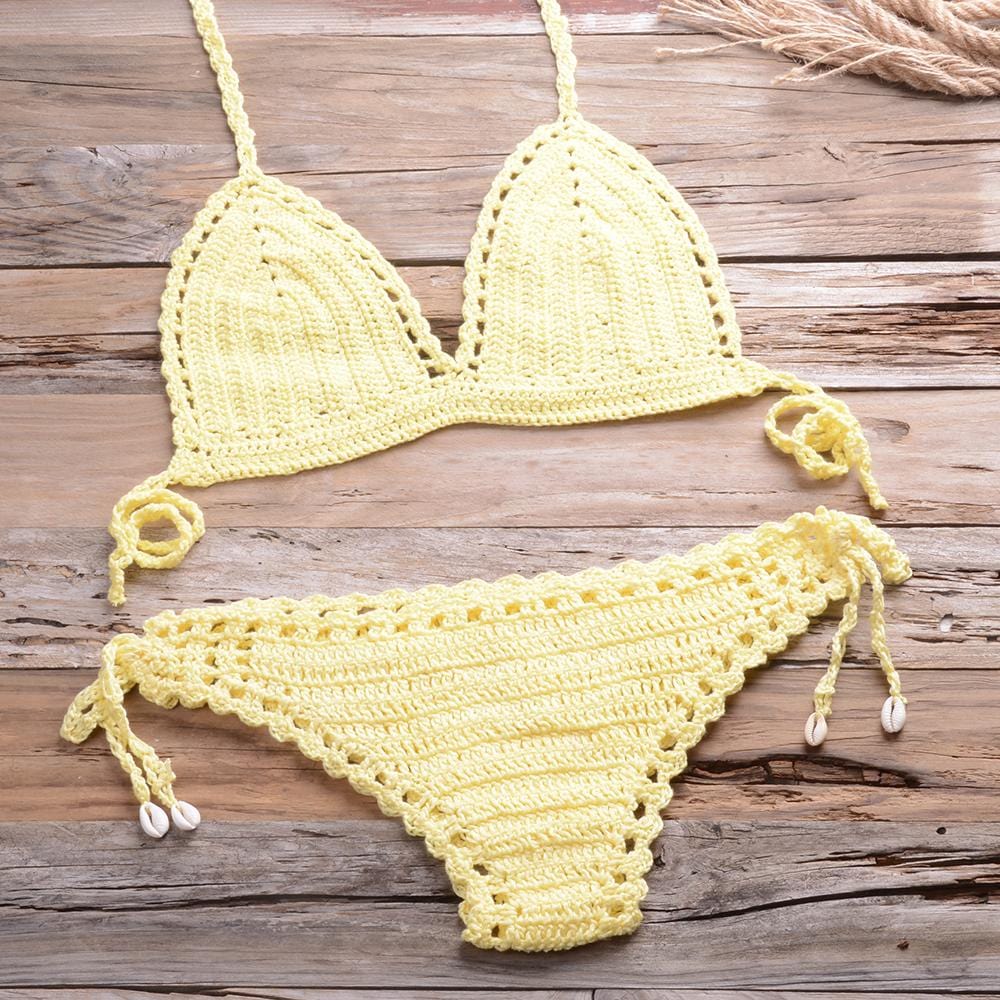 Knit Crochet Higt Cut Swimsuits - Yosummer