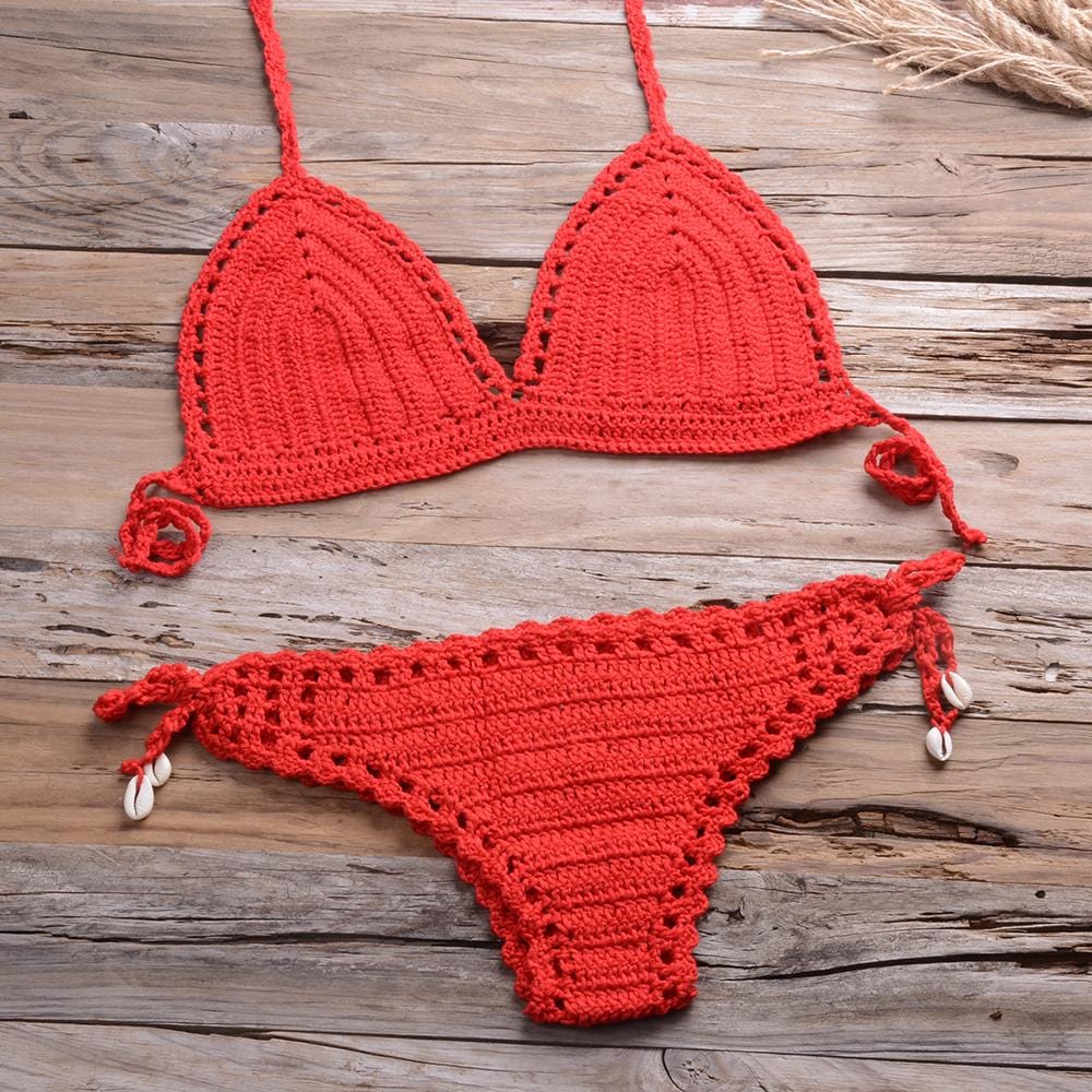 Knit Crochet Higt Cut Swimsuits - Yosummer