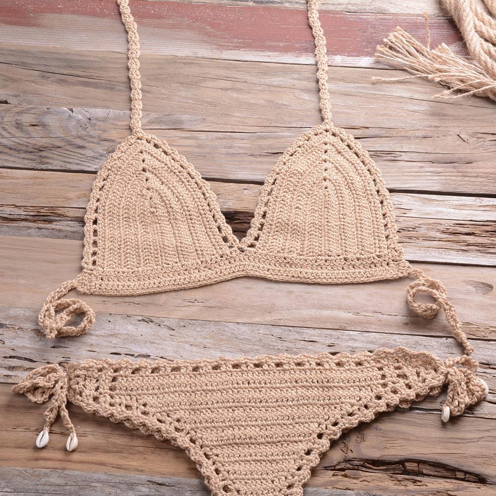 Knit Crochet Higt Cut Swimsuits - Yosummer