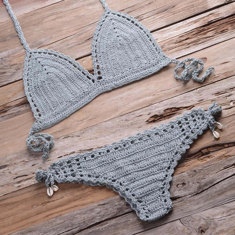 Knit Crochet Higt Cut Swimsuits - Yosummer