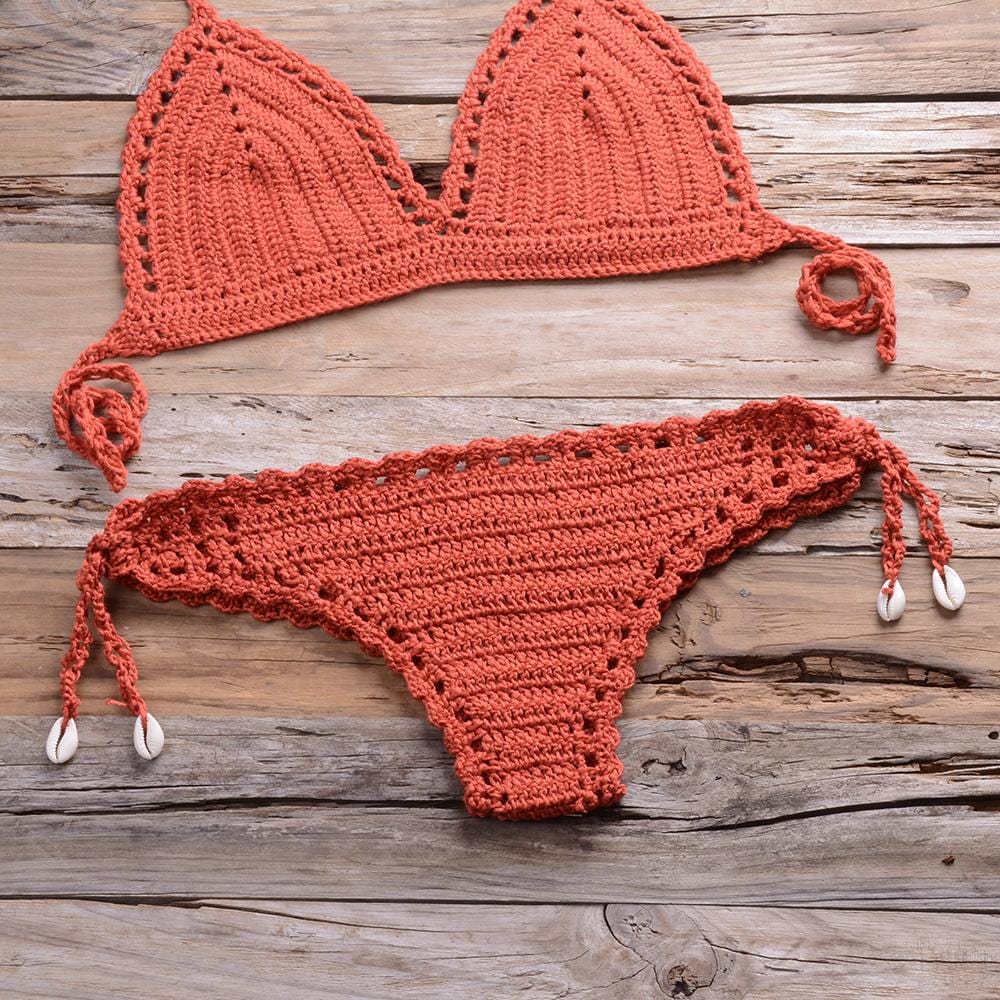 Knit Crochet Higt Cut Swimsuits - Yosummer