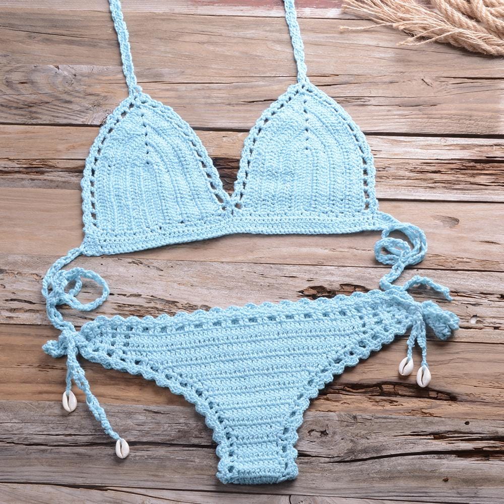 Knit Crochet Higt Cut Swimsuits - Yosummer