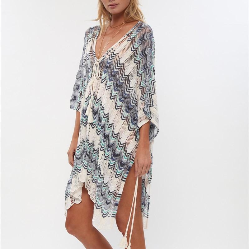 Knot Front Open Back Crochet Cover Up - Yosummer