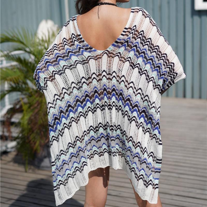 Knot Front Open Back Crochet Cover Up - Yosummer