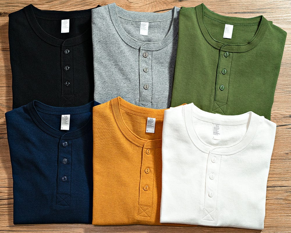 Premium Cotton Henley Shirt Long Sleeve T-Shirt (Narrow Cuff ) | 250 gsm - Yosummer