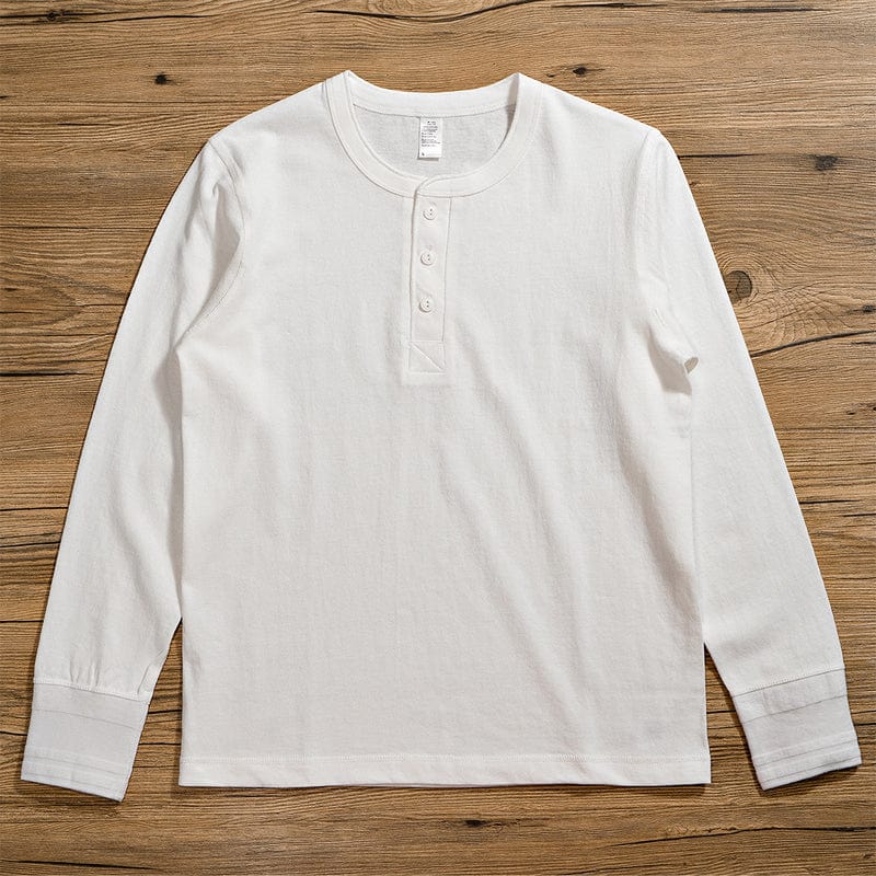 Premium Cotton Henley Shirt Long Sleeve T-Shirt (Narrow Cuff ) | 250 gsm - Yosummer