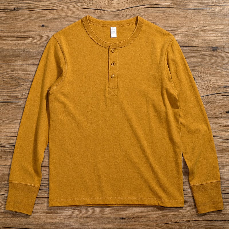 Premium Cotton Henley Shirt Long Sleeve T-Shirt (Narrow Cuff ) | 250 gsm - Yosummer