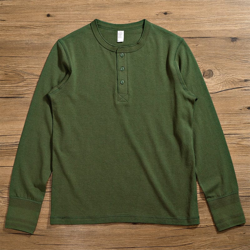 Premium Cotton Henley Shirt Long Sleeve T-Shirt (Narrow Cuff ) | 250 gsm - Yosummer