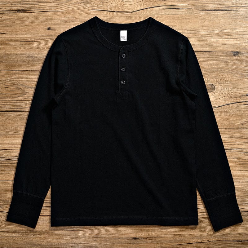 Premium Cotton Henley Shirt Long Sleeve T-Shirt (Narrow Cuff ) | 250 gsm - Yosummer