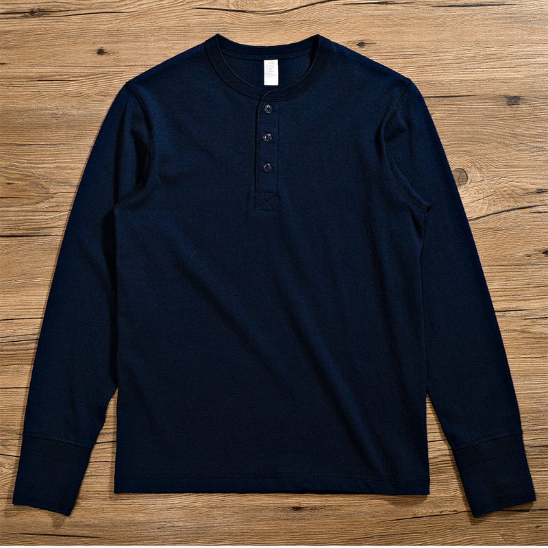 Premium Cotton Henley Shirt Long Sleeve T-Shirt (Narrow Cuff ) | 250 gsm - Yosummer