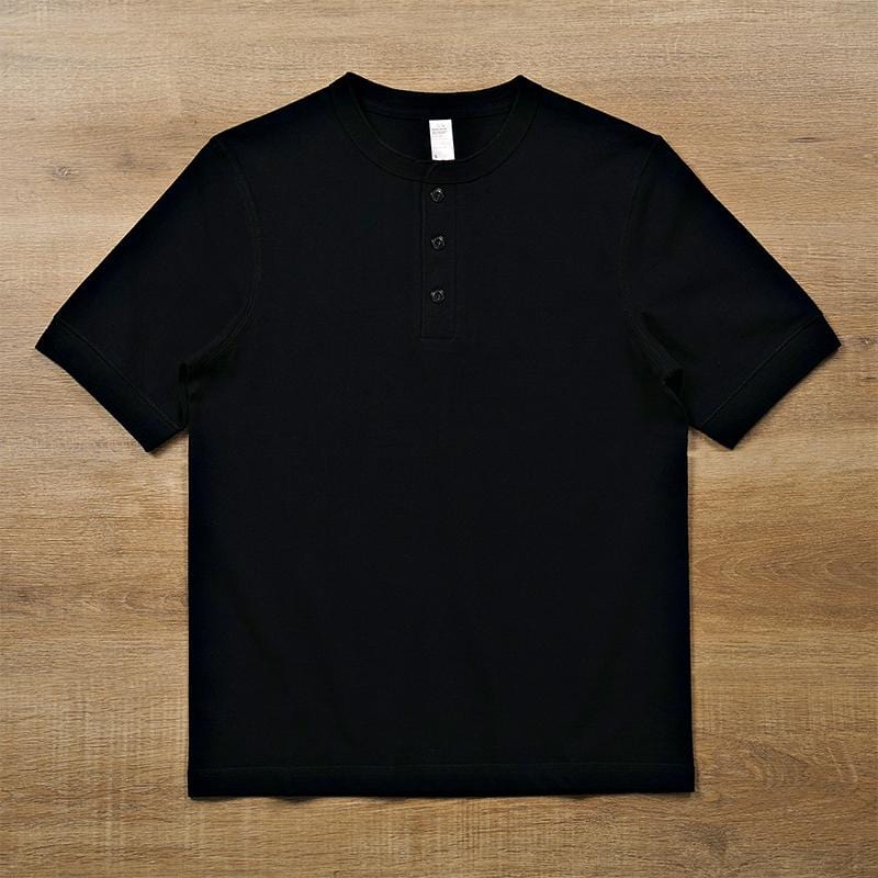 Premium Cotton Henley Shirt Short Sleeve T-Shirt | 265 gsm - Yosummer