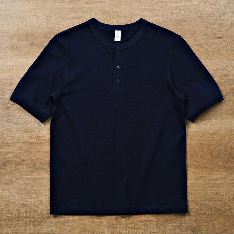 Premium Cotton Henley Shirt Short Sleeve T-Shirt | 265 gsm - Yosummer