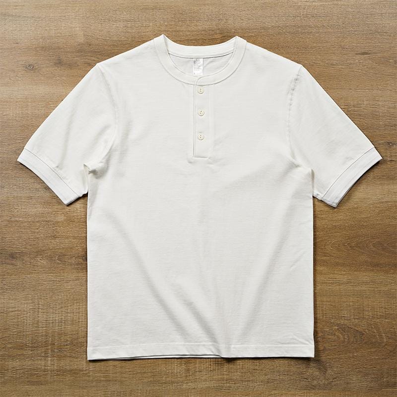 Premium Cotton Henley Shirt Short Sleeve T-Shirt | 265 gsm - Yosummer