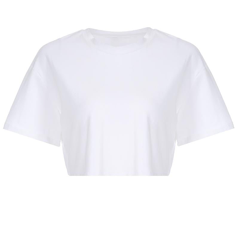 Short - Sleeve Crop Top T-shirt Round Neck - Yosummer