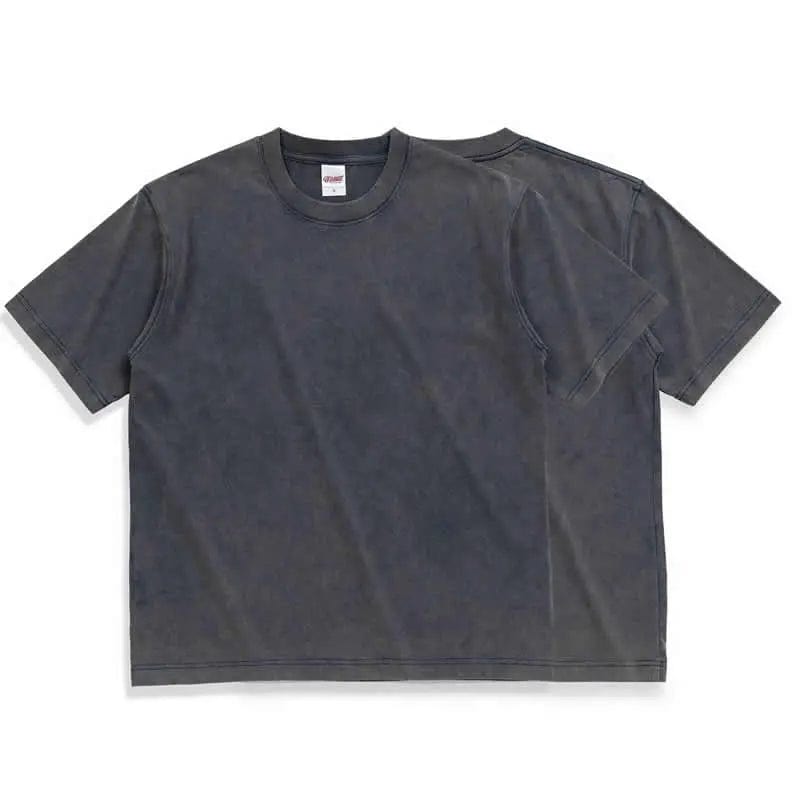 Washed Blue | Enzyme Washed Heavyweight Short Sleeves Tshirt | 300 gsm - Yosummer