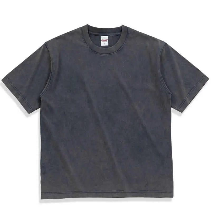 Washed Blue | Enzyme Washed Heavyweight Short Sleeves Tshirt | 300 gsm - Yosummer