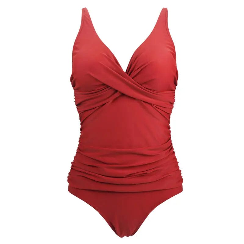 Yosummer Women Frill Seam V Neck One - piece Swimsuit - Yosummer