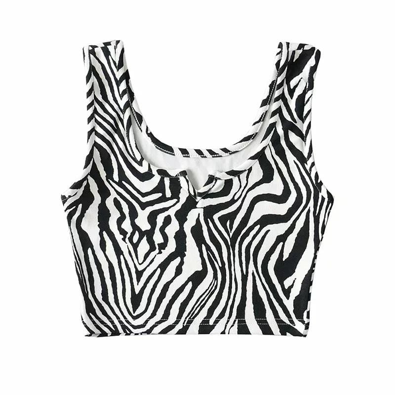 Zebra/ Leopard/ Snakeskin Pattern Cotton Tank Top - Yosummer