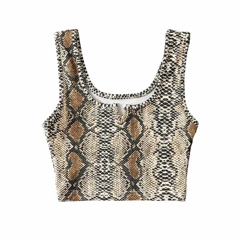 Zebra/ Leopard/ Snakeskin Pattern Cotton Tank Top - Yosummer